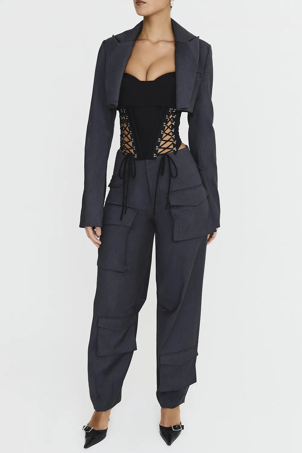 Mistress Rocks Dark Grey Cargo Trousers - SALE