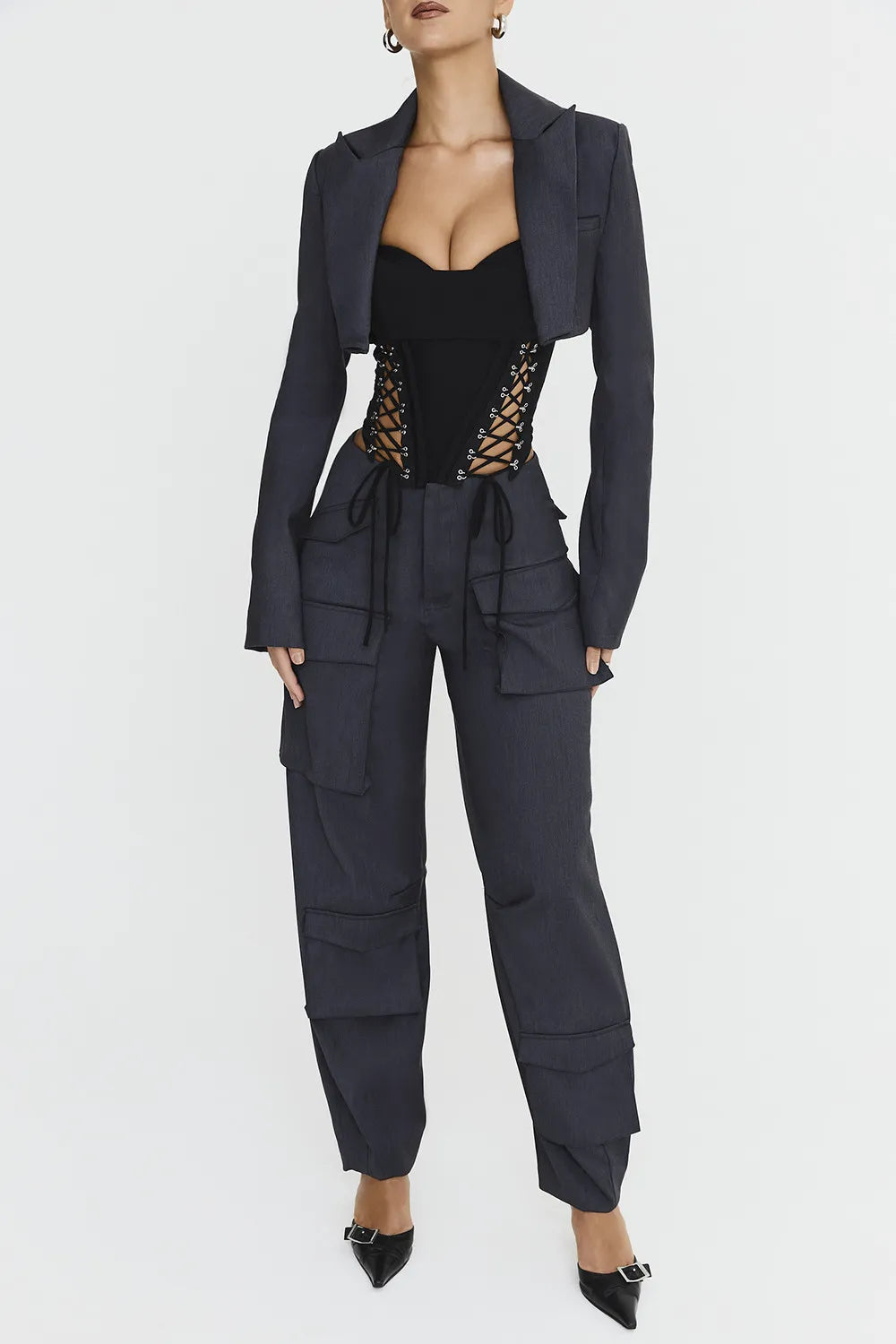 Mistress Rocks Dark Grey Cargo Trousers - SALE