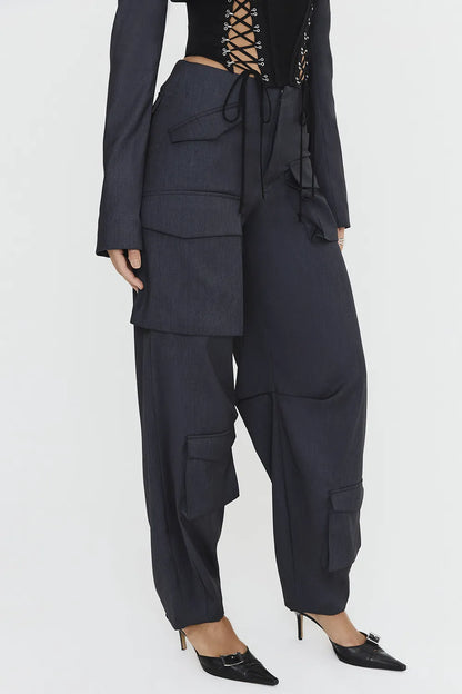 Mistress Rocks Dark Grey Cargo Trousers - SALE
