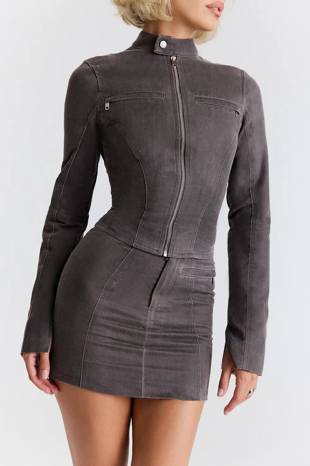 Mistress Rocks Vintage Cocoa Waxed Cotton Fitted Jacket - SALE