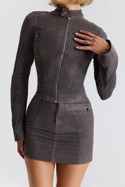 Mistress Rocks Vintage Cocoa Waxed Cotton Fitted Jacket - SALE
