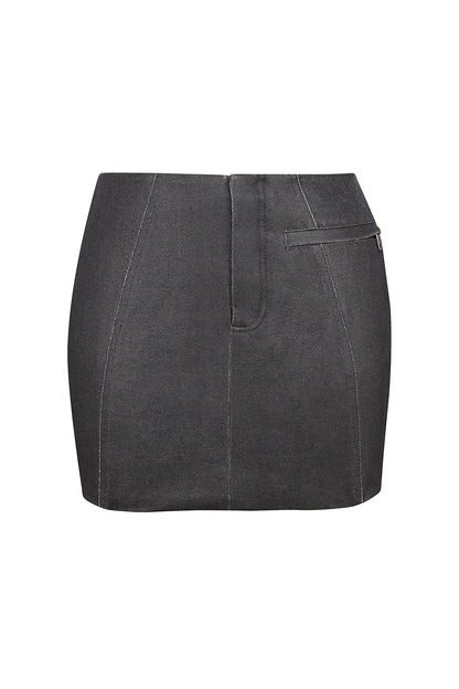 Mistress Rocks Vintage Cocoa Waxed Cotton Mini Skirt - SALE