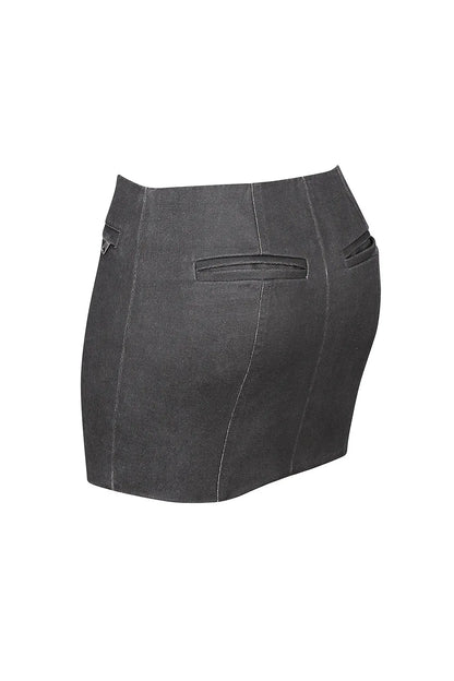 Mistress Rocks Vintage Cocoa Waxed Cotton Mini Skirt - SALE