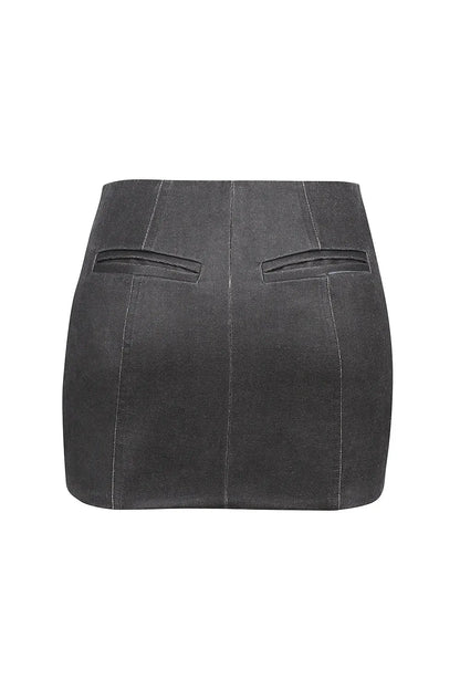 Mistress Rocks Vintage Cocoa Waxed Cotton Mini Skirt - SALE
