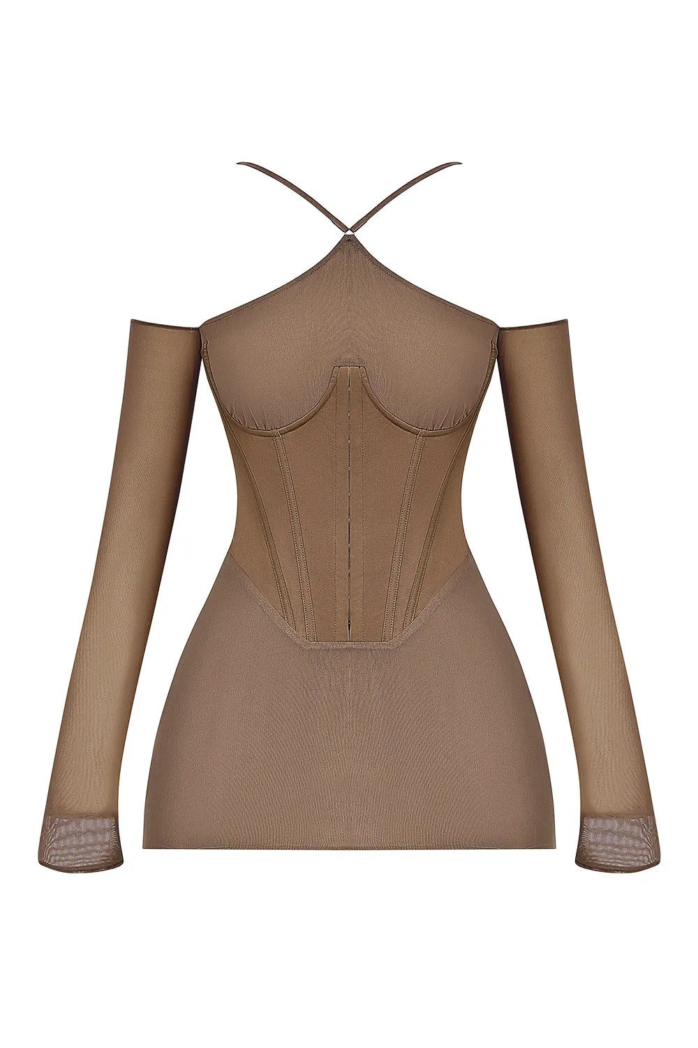 Mistress Rocks Dusty Brown Corset Mini Dress - SALE