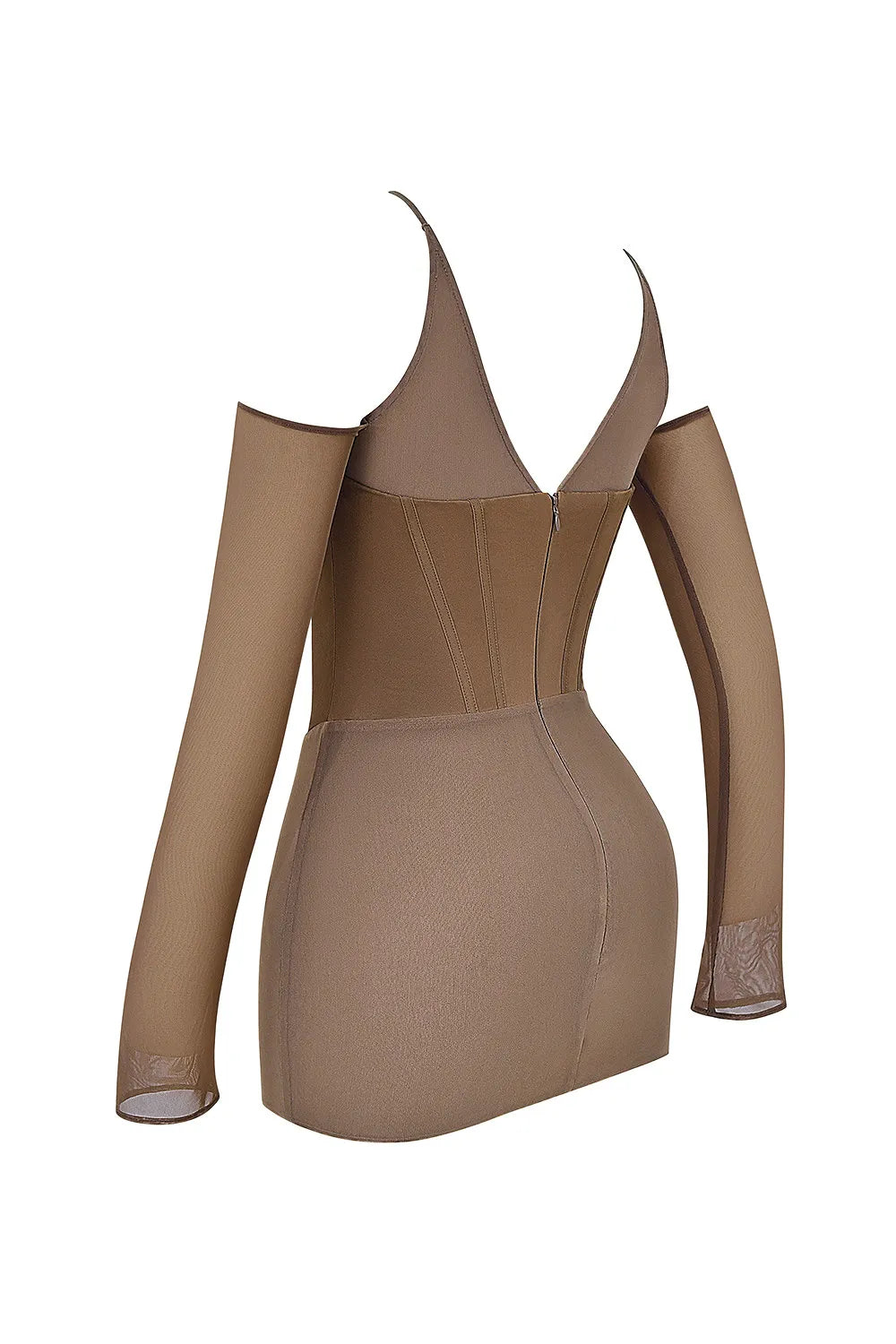 Mistress Rocks Dusty Brown Corset Mini Dress - SALE