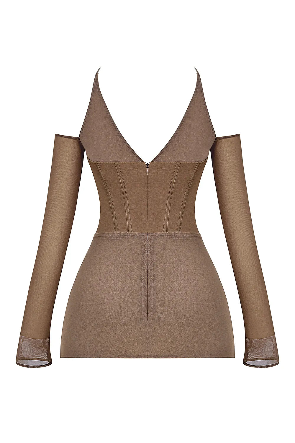 Mistress Rocks Dusty Brown Corset Mini Dress - SALE