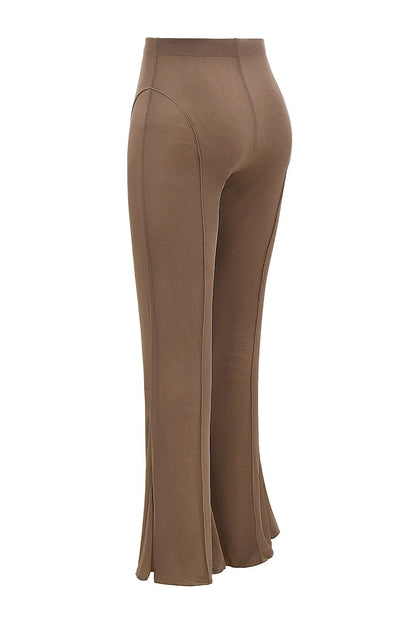 Mistress Rocks Dusty Brown Flared Trousers - SALE