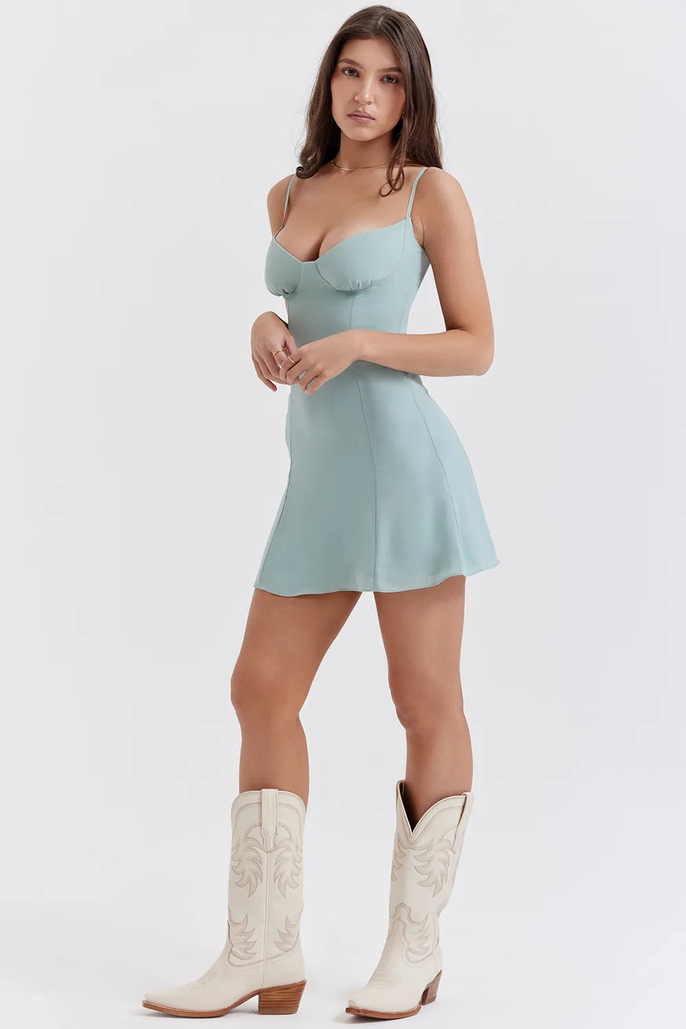 Christiana Light Jade Mini Dress