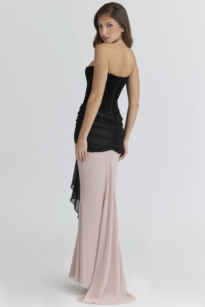 Clara Black & Blush Chiffon Maxi Dress - Limited Edition