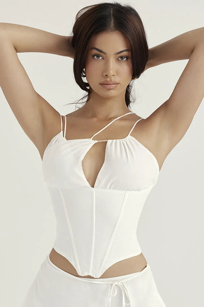 Orla White Chiffon Strappy Corset