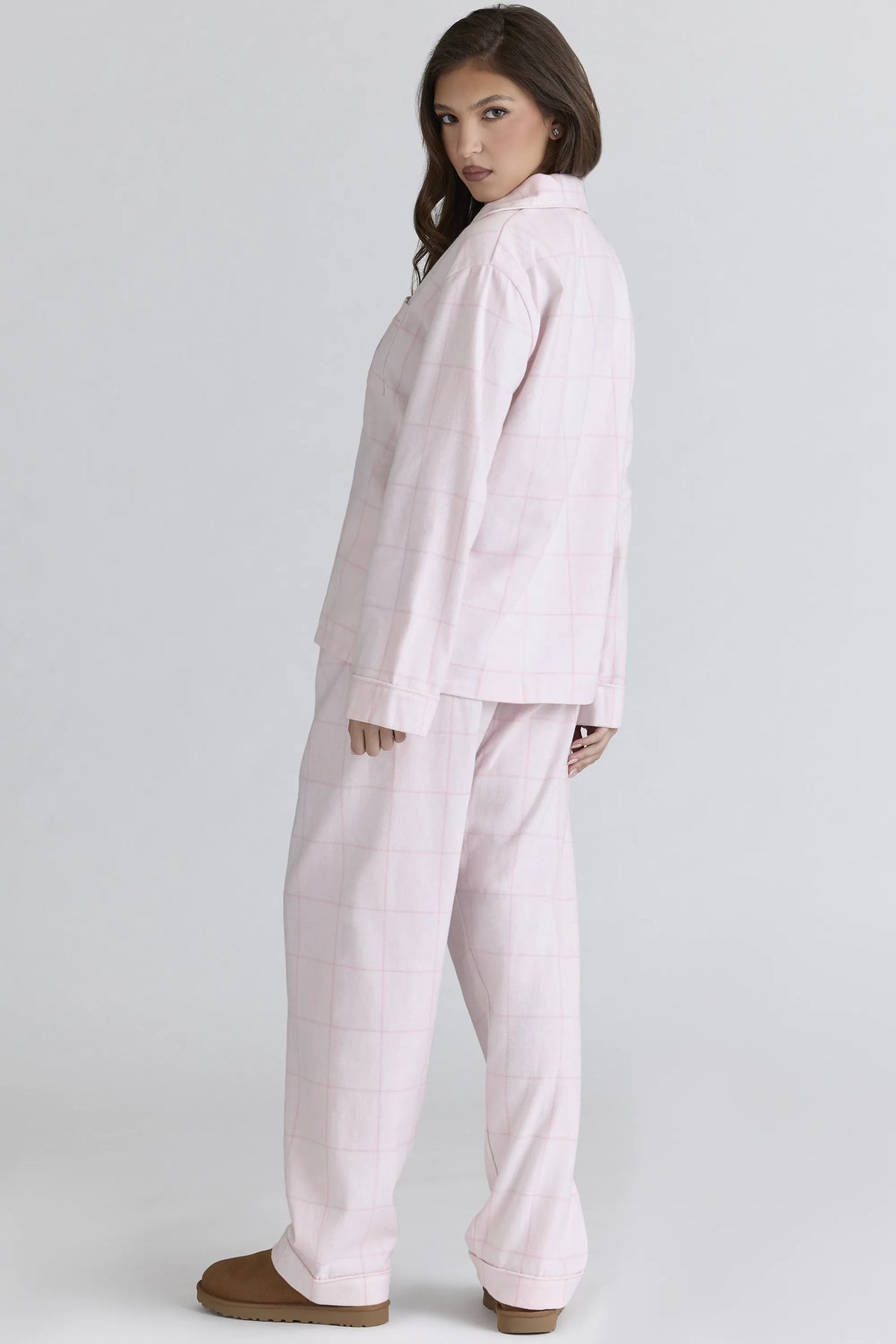 Classic PJs Pink Check Brushed Cotton Pajama Set