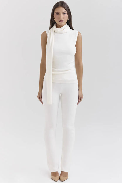 Wren Ivory Cashmere Slim Cigarette Pants