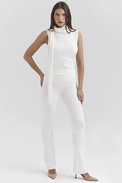 Wren Ivory Cashmere Slim Cigarette Pants