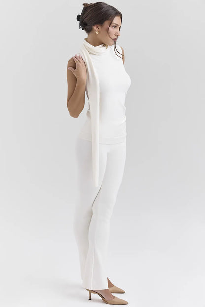 Wren Ivory Cashmere Slim Cigarette Pants