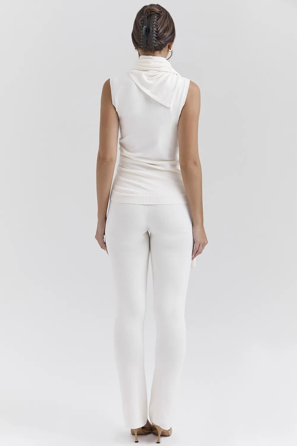 Wren Ivory Cashmere Slim Cigarette Pants