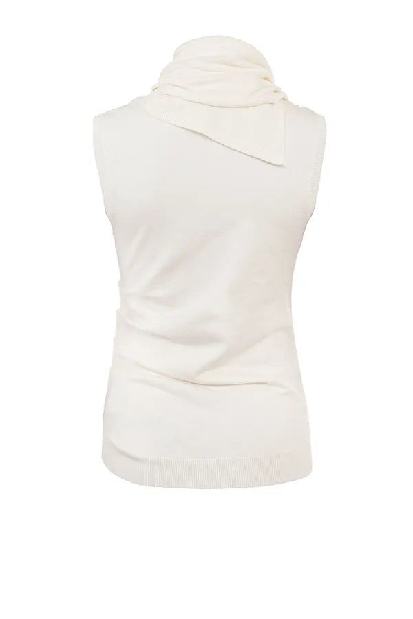 Clementine Ivory Cashmere Draped Tank and Scarf