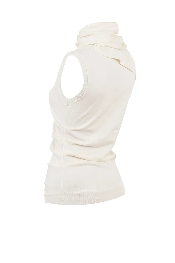 Clementine Ivory Cashmere Draped Tank and Scarf
