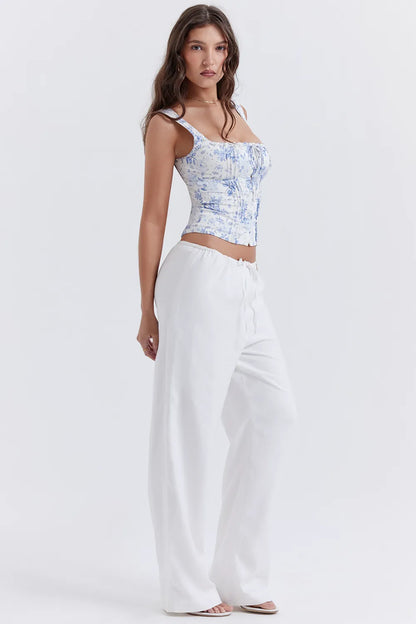 Cleo Ivory Linen Mix Trousers