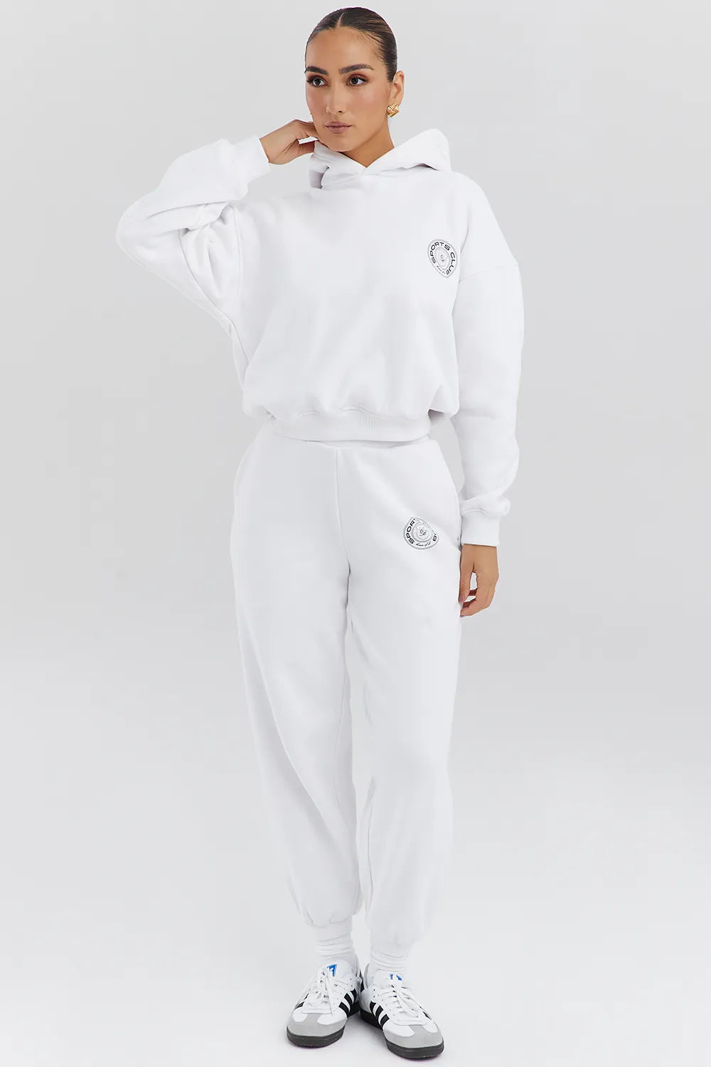 Muse White Cotton Fleece-Back Hoodie