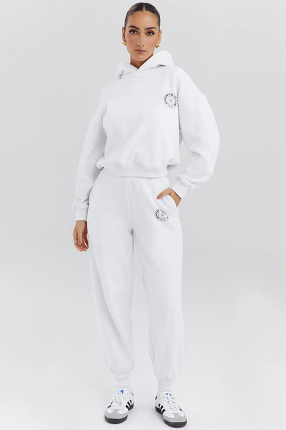 Muse White Cotton Fleece-Back Hoodie