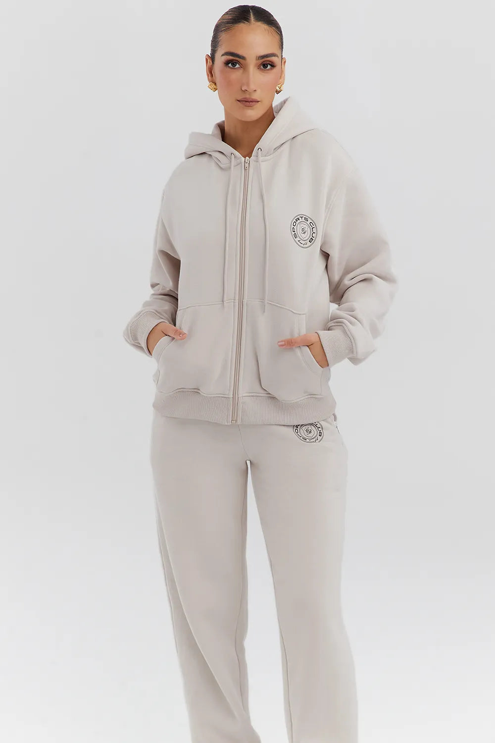 Mirage Cloud Cotton Fleece-Back Zip Through Hoodie