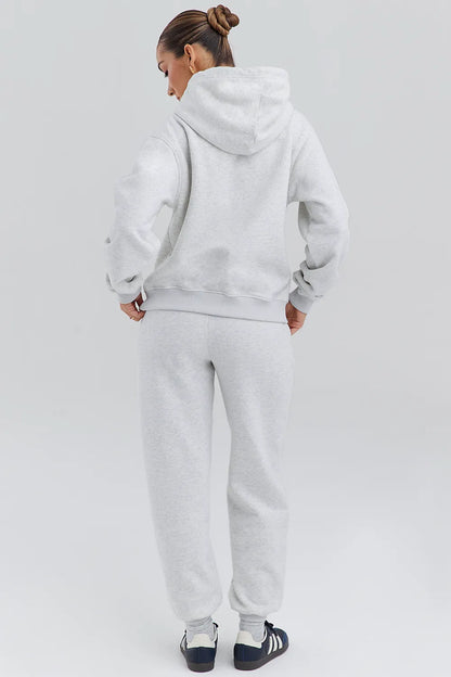 Mirage Light Grey Marl Cotton Fleece-Back Zip Through Hoodie