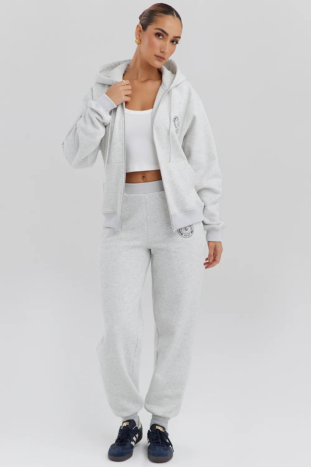 Coast Light Grey Marl Fleece Back Jogging Trousers