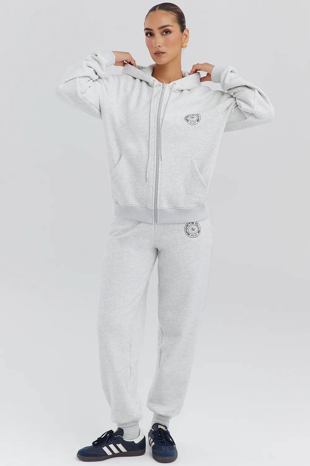 Coast Light Grey Marl Fleece Back Jogging Trousers