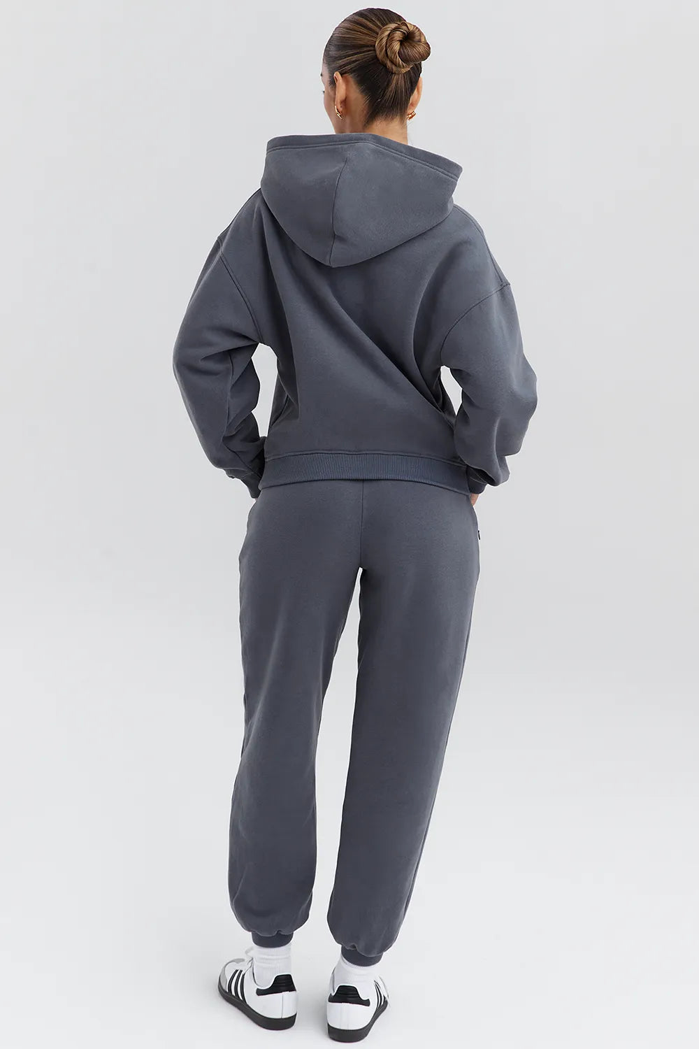 Mirage Slate Cotton Fleece-Back Zip Through Hoodie
