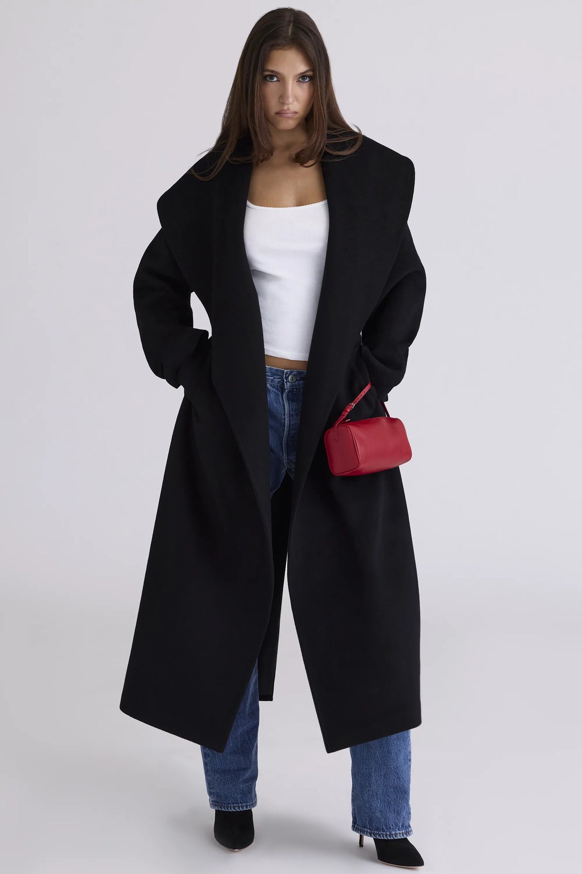 Cocoon Black Wool Shawl Collar Coat