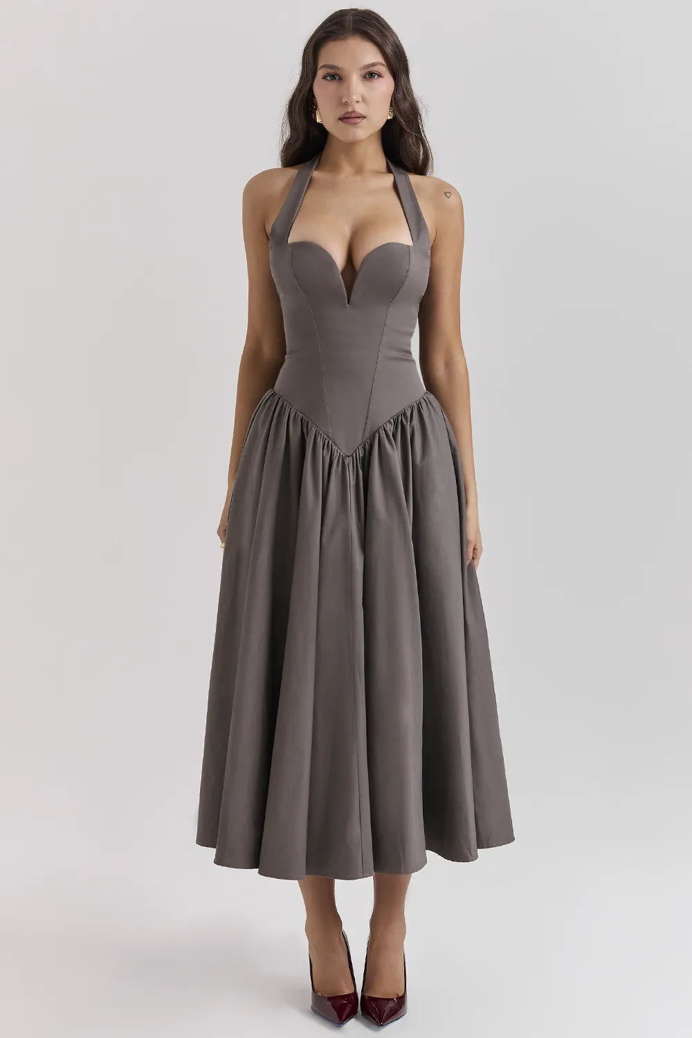 Coquette Smoke Halter Midi Dress
