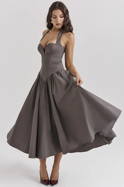 Coquette Smoke Halter Midi Dress