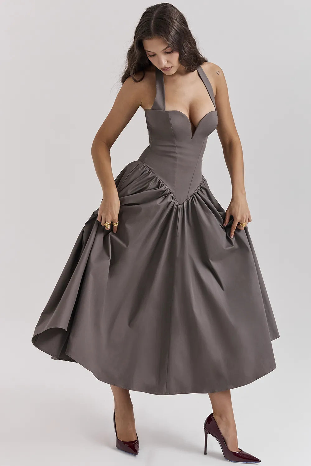 Coquette Smoke Halter Midi Dress