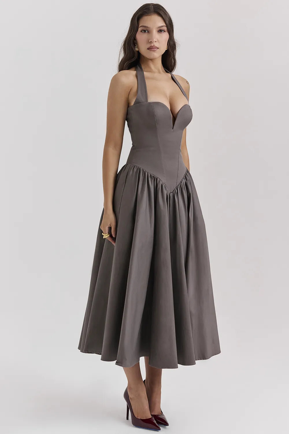 Coquette Smoke Halter Midi Dress