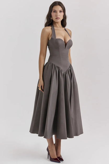 Coquette Smoke Halter Midi Dress