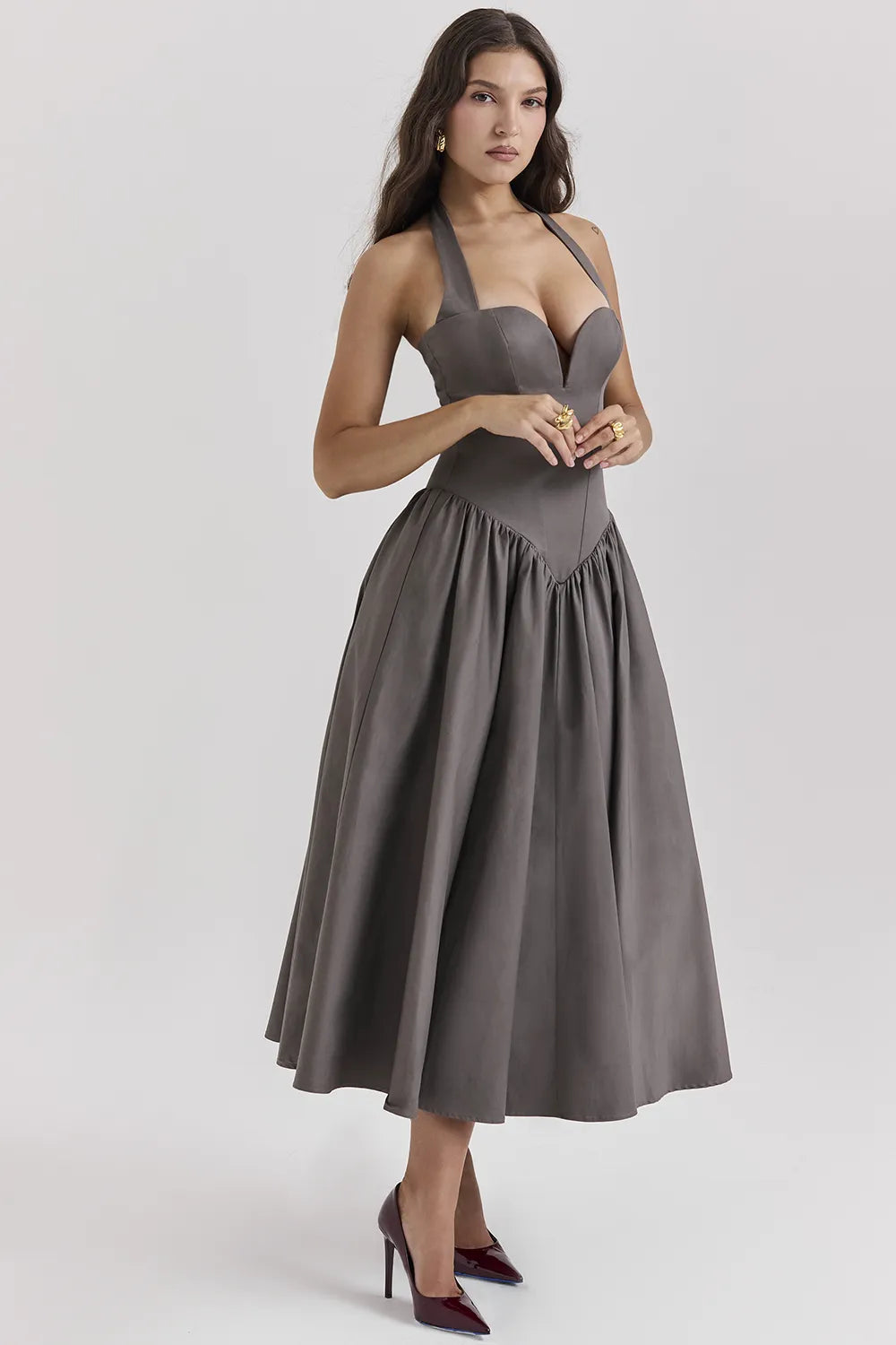 Coquette Smoke Halter Midi Dress
