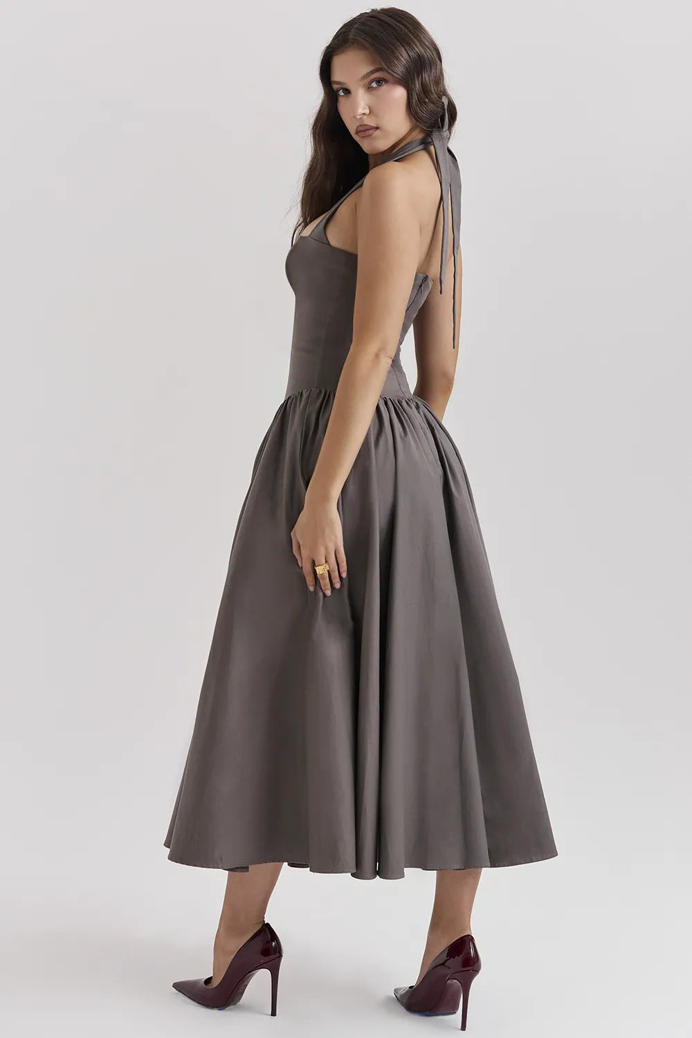 Coquette Smoke Halter Midi Dress