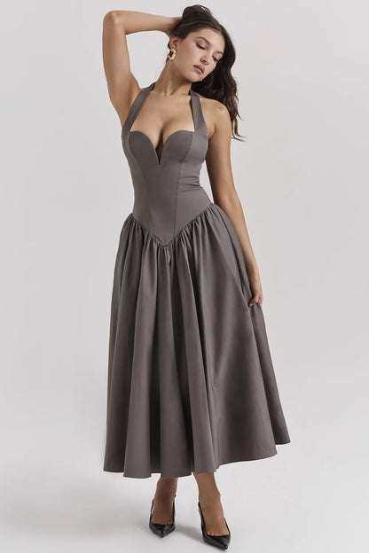 Coquette Smoke Halter Midi Dress