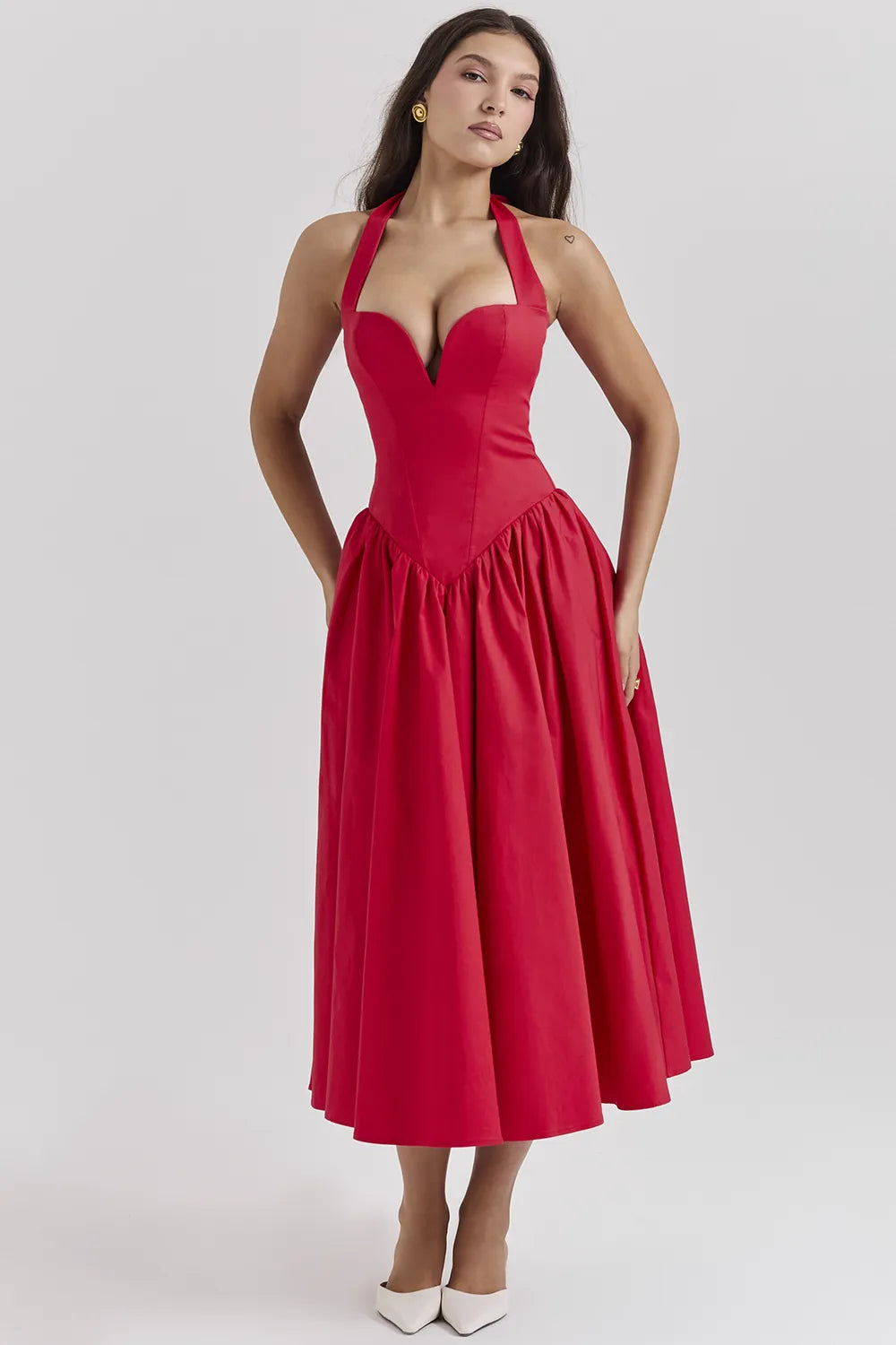 Coquette Scarlet Halter Midi Dress