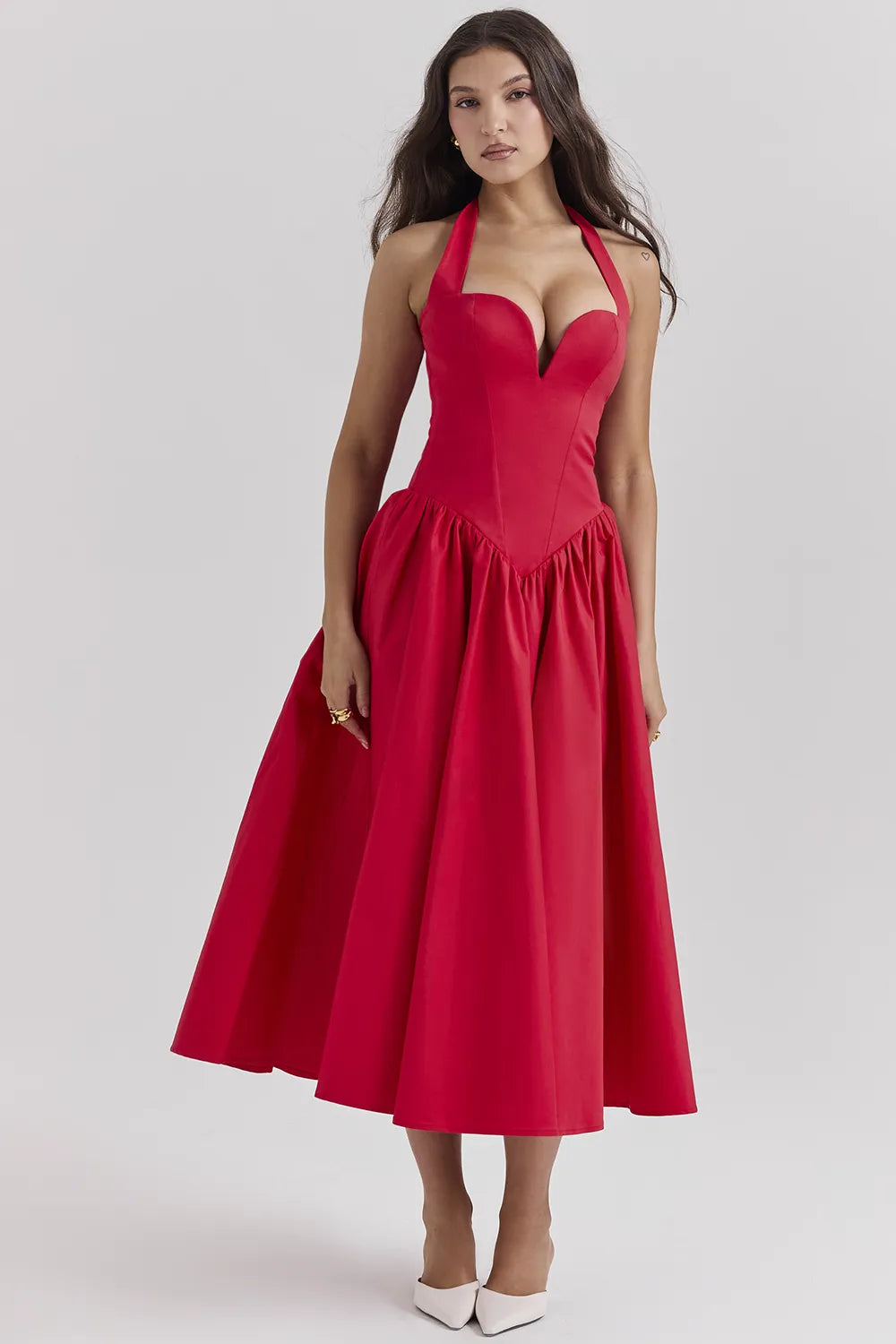 Coquette Scarlet Halter Midi Dress