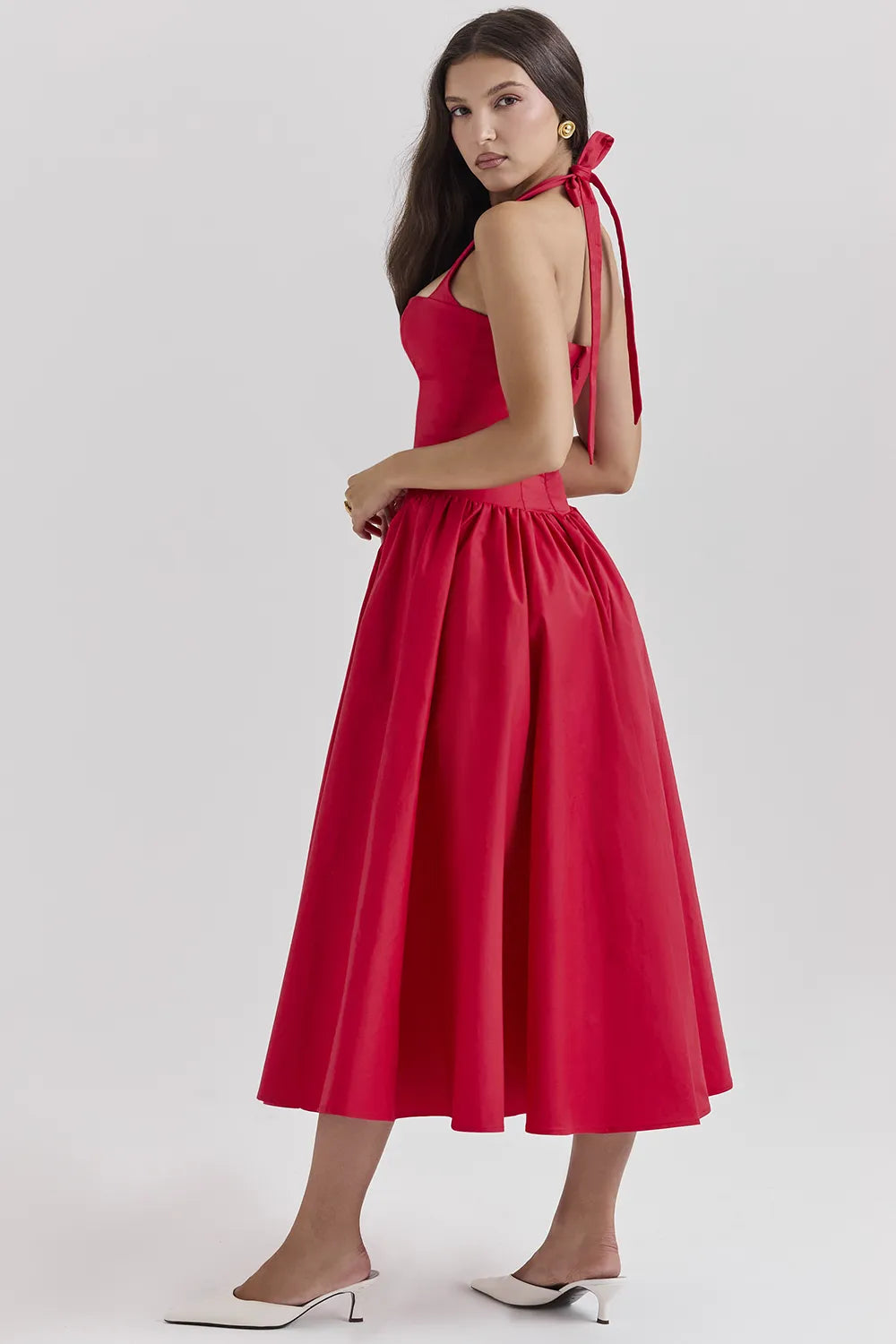 Coquette Scarlet Halter Midi Dress