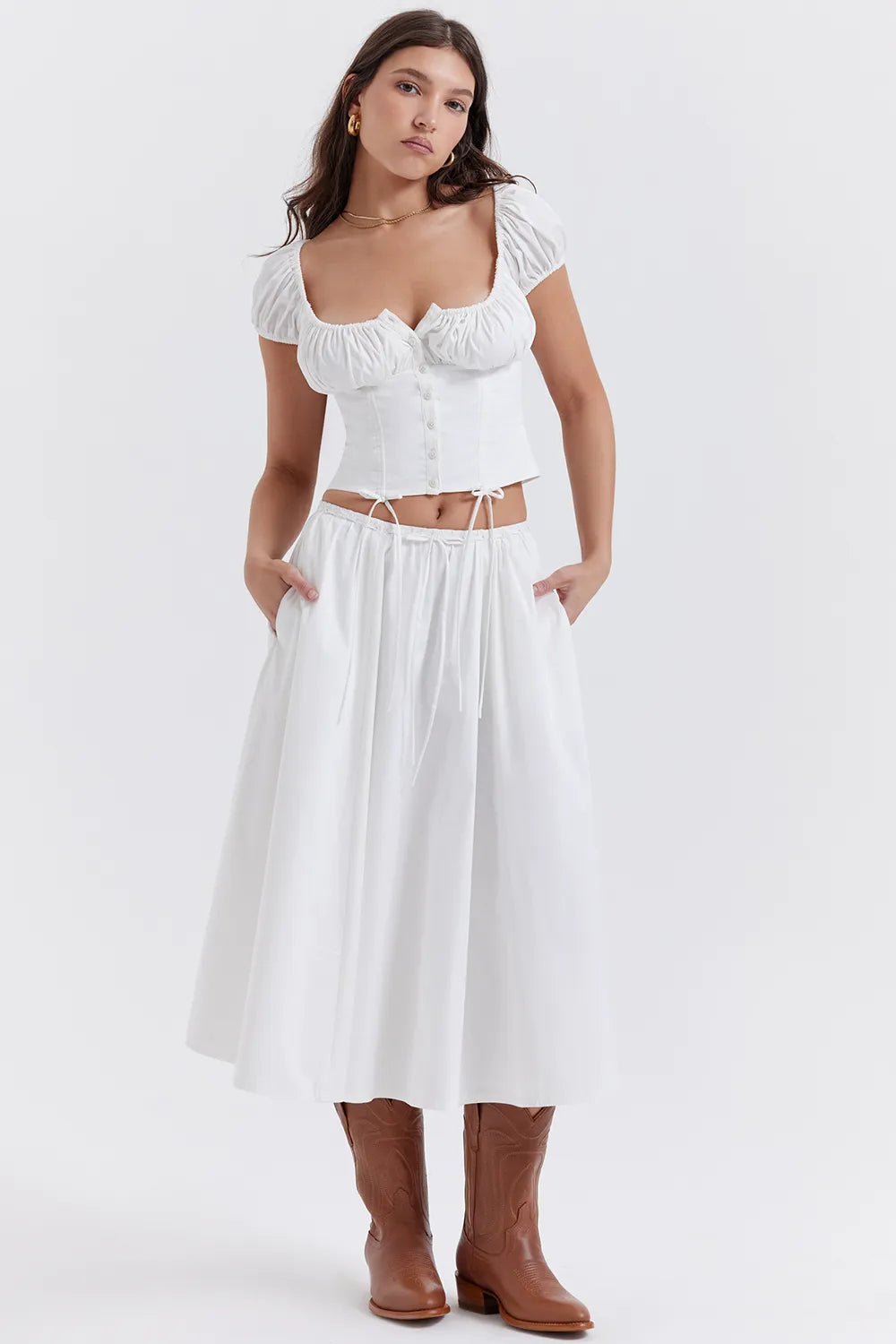 Kitty White Gathered Top