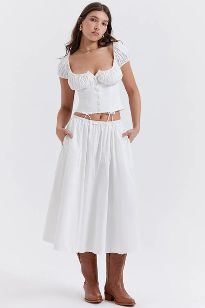 Kitty White Gathered Top
