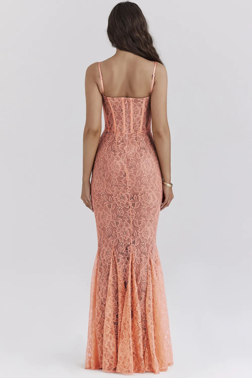 Cordelia Sorbet Lace Godet Maxi Dress