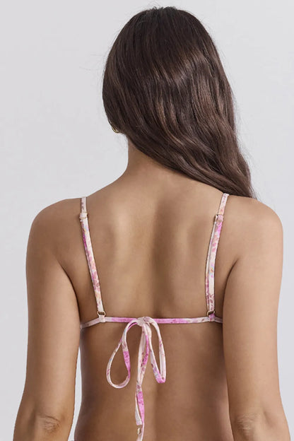 Corsica Floral Print Ruffle Trim Bikini Top