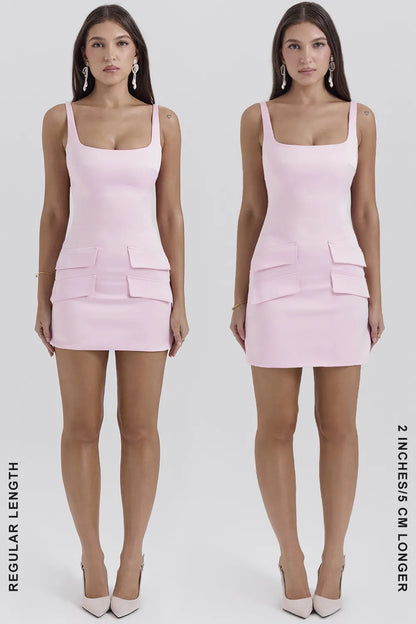 Cosette Rose Shadow Satin Sleeveless Mini Dress