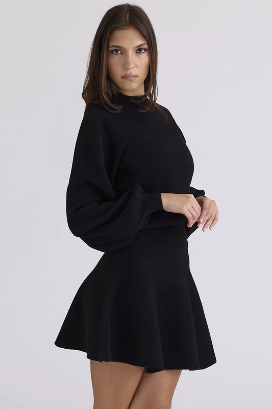 Rosina Black Wool & Cashmere Mini Skirt