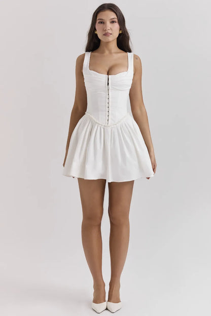 Cupid White Pleated Mini Dress