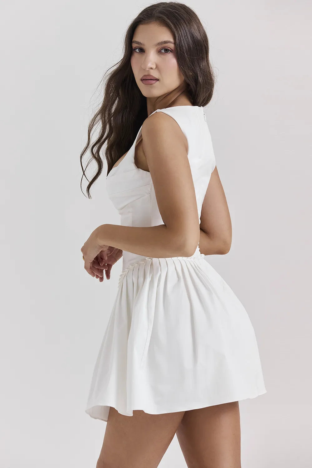 Cupid White Pleated Mini Dress